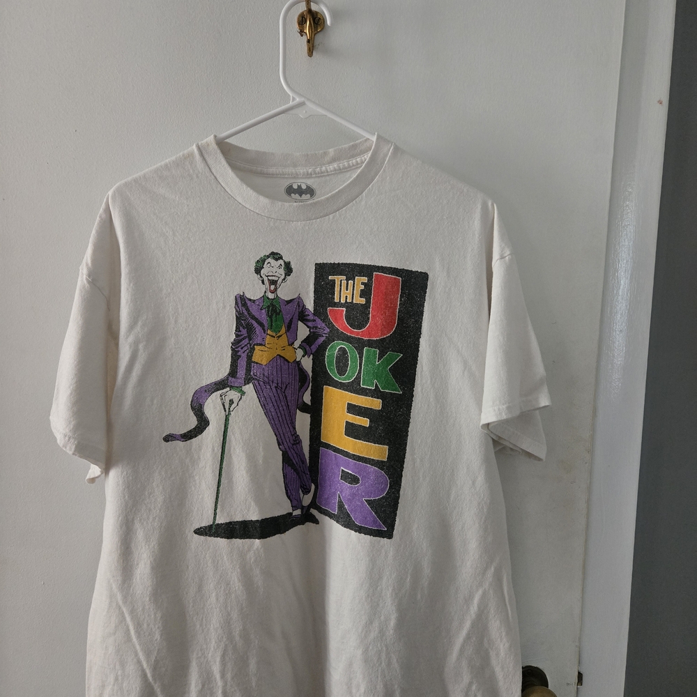 Batman Logo White T-Shirt The Joker Sz XL